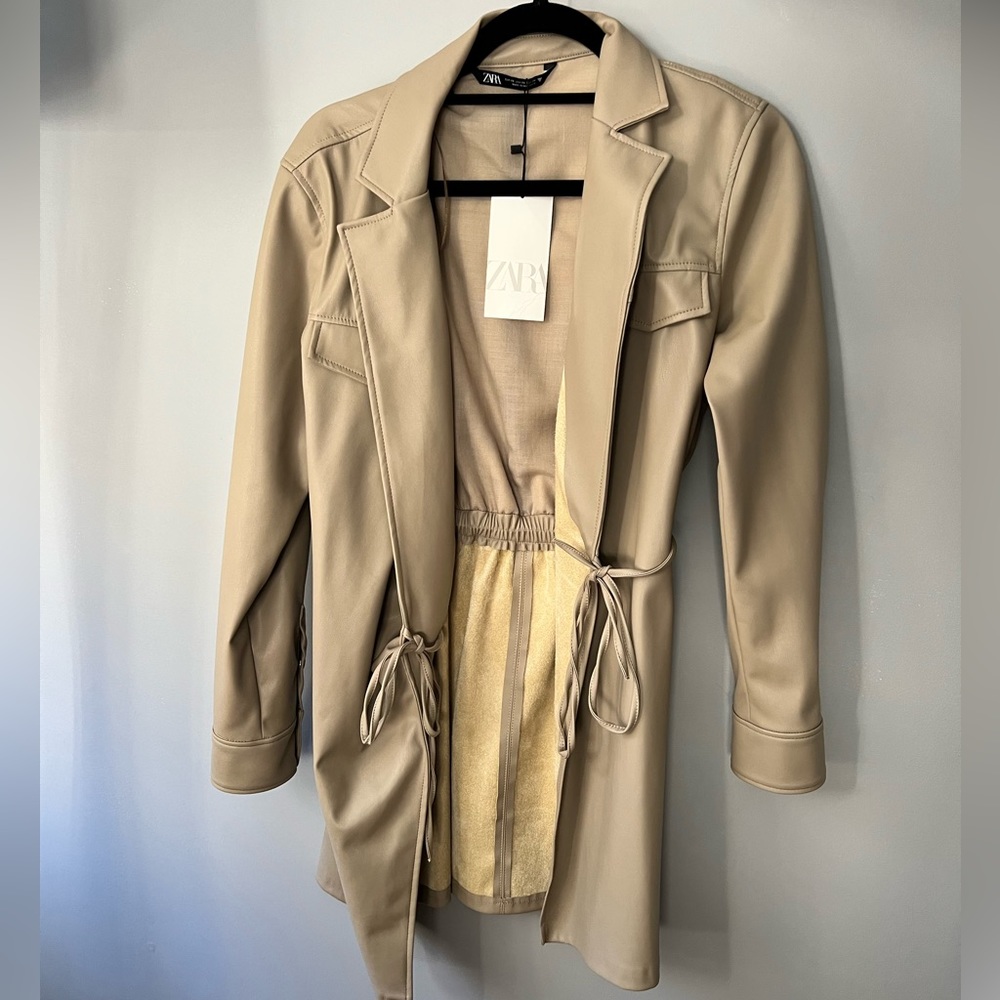 ZARA Cream Faux Leather Dress/Jacket